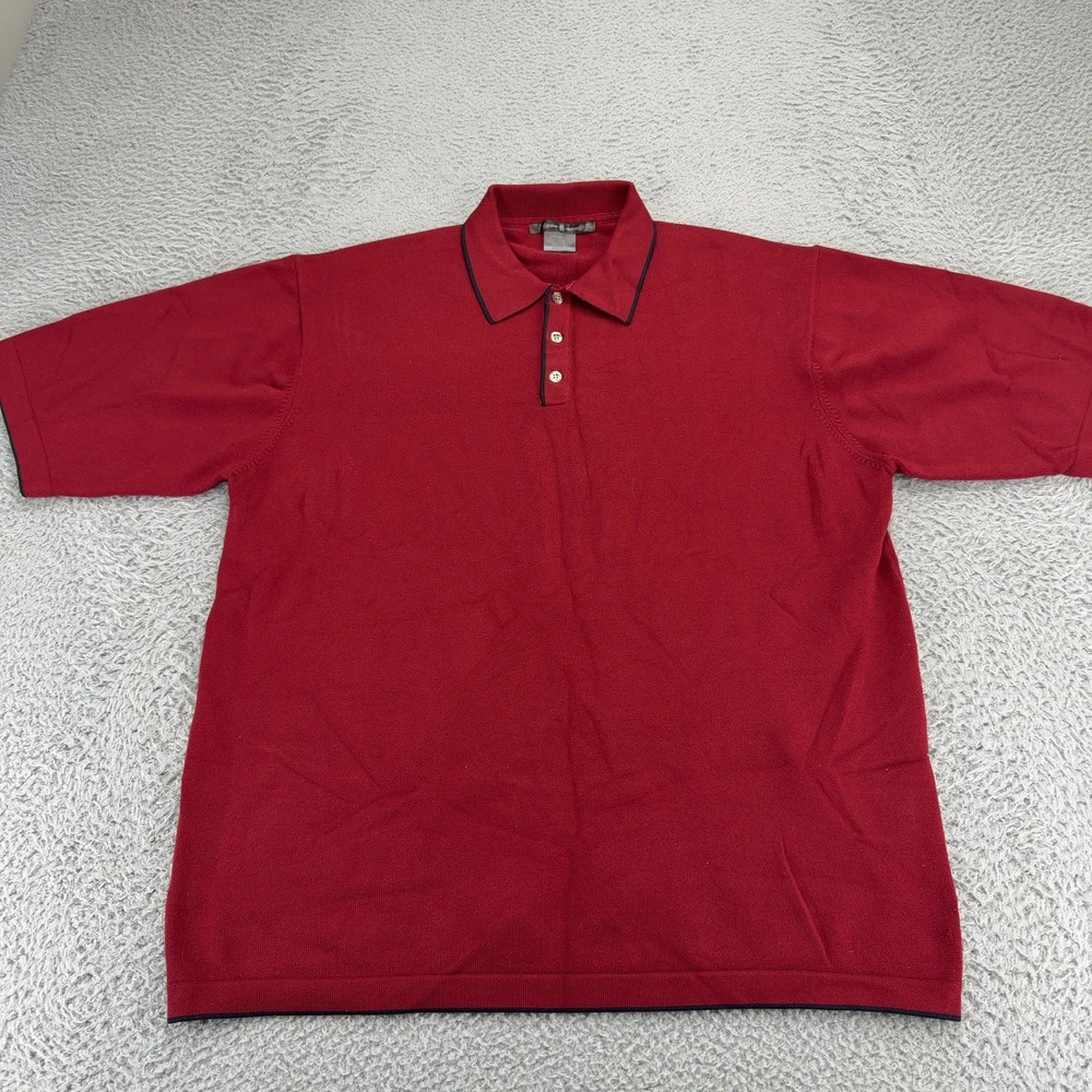 Tiger Woods Golf Polo Mens XL Red Short Sleeve Knit Shirt Black Trim Performance